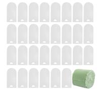 30 Plaques de mariage en acrylique transparent+un rouleau de ruban Vert,Panneaux en Acrylique Transparent,marque-places vierges en acrylique pour Mariages Réceptions Événements (Clair + Vert)