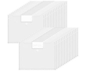 30 Pochettes Plastique A4 Perforée avec 11 Trous & Poche Étiquette, Pochette Rangement Plastiques Perforées Transparent, Porte Documents Enveloppe Fermeture Scratch Imperméable pour Organiser Document