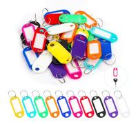30 Porte Porte-Clés en Plastique, MXTIMWAN Plaques pour Clés, Étiquettes avec Porte Clé Porte Etiquette Clef Clés à Étiquette en Plastique Résistant Couleur Porte Tiquettes Nom D'animal de Bagage