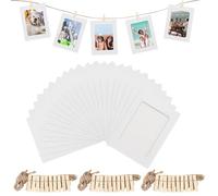 30 Pz Cornice di Carta per Foto DIY, Cornice Portafoto in Carta Kraft, 15,2 x 11,5 cm Cornici di Carta, Portafoto de Parete con Clip di Legno e Corda di Canapa per Decorazione di Matrimonio Festa