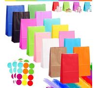 30 Sac Papier Cadeau Petit avec 36 Autocollants 24x13x8cm,Pochette Cadeaux Papier Couleur Unie,Pochette Cadeau Anniversaire Enfant,Sachet Bonbon Coloré pour Mariage,Noël,Halloween,Anniversaire,Party