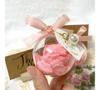 30 sets de savons en pétales roses/bleus, boîtes de flocons de savon en forme de pétales de 5 cm/1,97 pouces avec boules transparentes, rubans et étiquettes de remerciement en accessoires, faveurs de 