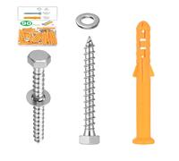 30 SetVis et Chevilles Set, M8 x 60mm Cheville Parpaing Creux avec M6 x 50mm Vis Hexagonaux, Boulons de Fixation Murale et Vis à Autotaraudeuses pour Creuses Cloison Sèche Béton Plaques de Plâtre