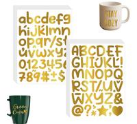 30 Sheets Alphabet Stickers, Self Adhesive Letter Stickers Aesthetic, DIY Mailbox Numbers Labels Vinyl Sticker, Waterproof Sticker for Water Bottles, Door, Car, Poster (Gold 3)