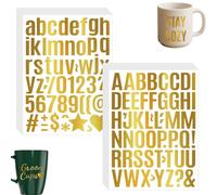30 Sheets Alphabet Stickers, Self Adhesive Letter Stickers Aesthetic, DIY Mailbox Numbers Labels Vinyl Sticker, Waterproof Sticker for Water Bottles, Door, Car, Poster (Gold 1)