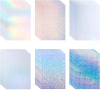 30 Sheets Printable Holographic Sticker Paper, 6 Designs A4 Size (21 X 29.7 Cm) Waterproof Sticker Paper Shimmer Sticker Paper For Inkjet/Laser Printer
