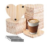 30 sous-Verres en Bois Non Fini, sous-Verres en Bois Vierges avec 100 sous-Verres pour Boissons, Protection de Table antidérapante en Forme d'amour pour l'artisanat, la Gravure et la Peinture (30pc)