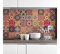 30 Stickers adhésifs carrelages | Sticker Autocollant Carreaux de ciment - Mosaïque carrelage mural salle de bain et cuisine | Carreaux de ciment adhésif mural - azulejos - 15 x 15 cm - 30 pièces