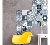 30 Stickers adhésifs carrelages | Sticker Autocollant Carreaux de ciment - Mosaïque carrelage mural salle de bain et cuisine | Carreaux de ciment adhésif mural - azulejos - 15 x 15 cm - 30 pièces