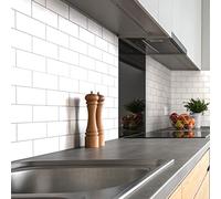 30 stickers carrelages H10 x L20 cm métro Dalle,Carrelage Adhesif Mural Salle de Bain Cuisine, Crédence adhésive - 50x120cm - Blanc