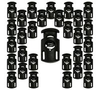 30 Stop Cordon Noir 1 Trou Bloque Lacet Ressort Plastique Attache | Sac dos vetements embout, elastique bouchon arret, universel cordelet, attachement chaussures lacets fermetures