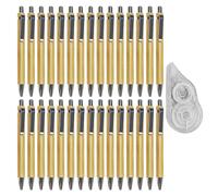 30 Stylos À Bille En Bois Et 1 Ruban Correcteur, Fournitures D'Apprentissage Et De Bureau, Stylos De Papeterie Au Design Simple, Stylos À Clic, Papeterie Pour Étudiants.