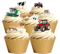 30 tracteurs, pelleteuses, animaux de la ferme et outils en papier de riz comestible de première qualité pour la décoration de gâteaux