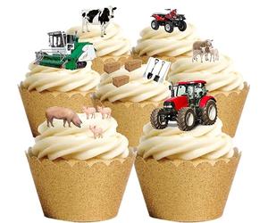 30 tracteurs, pelleteuses, animaux de la ferme et outils en papier de riz comestible de première qualité pour la décoration de gâteaux