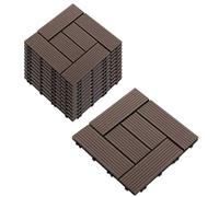 30 x 30 cm Carreaux de Terrasse en WPC, 11 Pièces/ 1 m² Dalles de Terrasse Balcon avec Drainage À Clipser Résistant Intempéries pour Décoration Rénovation de Jardin Porche Piscine(Coffee,12)
