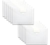 30 X A4 Document Folders With Perforated Edge,Transparent,Velcro Closure And Label Pocket,Document Holder For Organising Documents.