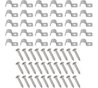 30 x Rigid Wire Mesh Fasteners,One Hole Clips Fastener Clamp Stainless Steel U-Shaped Clamp with Matching Screws for Fixing Cables Wires and Pipes