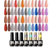 30 X Semi-Permanent Uv Gel Nail Polish Kit, 26 Colours Soak Off Nail Polish Brown Grey Black Nude Pink Purple Purple Nail Polish With Base And Top Coat, Matt Top Coat & Primer