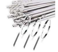 300 * 4.6mm Attache Cable Inox 100 Pièces Collier de Serrage Inox pour Enroulement D'échappement, Câbles Groupés, Entretenir les Clôtures et les Auvents