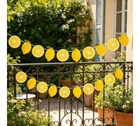 300 cm/set Guirlande de citrons, drapeau de citrons, fanion en feutre jaune d'été en forme de citrons, guirlande décorative thème citron frais d'été, comprend des tranches de citrons et des citrons en