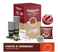 300 Dosettes Caffè Toraldo Forte & Crémeux Espresso Napoletano+Kit Accessoires