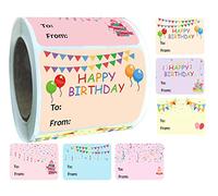 300 étiquettes autocollantes Happy Birthday de 3,8 x 5,1 cm pour fêtes, cadeaux, festivals (rectangle, 1,5 x 5,1 cm)