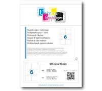 300 étiquettes d'expédition blanches 105 x 99 mm - 50 feuilles A4 pour impression laser, jet d'encre, Copieur, Grammage 70 gr/m²