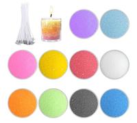 300 g de Sable Nacré pour Bougies avec 50 Mèches - 10 Couleurs, Granulés et Perles de Cire de Paraffine pour Décoration de Festival