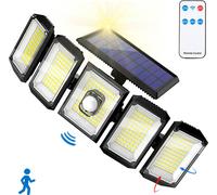 300 Led Lampes Solaires Avec Détecteur de Mouvement 360° 5 Têtes Lampes Solaires de Jardin avec Télécommande Pour Extérieur Applique Solaire Lampe Extérieure Lampes de Jardin