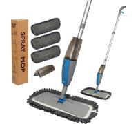 (300 ml) Balai à laver en spray pour le nettoyage des sols, balai à laver les sols avec un flacon pulvérisateur rechargeable et 3 tampons lavables, balai plat pour le nettoyage des sols à la maison, c