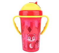 300 ml bébé paille tasse portable bébé formateur tasse antidérapant étanche à l'eau tasse à boire poignée double tasse d'apprentissage pour bébé(rouge)
