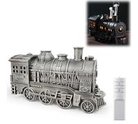 300 Ml Train Humidifier, Train Diffusers for Essential Oils, Dual-Color Adjustable Breathing Ambient Light, with Remote Control and Automatic Shut-Off Function, for Bedrooms, Desks (Silver)