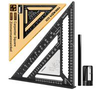 300 mm Equerre Menuisier, Équerre Charpentier Multifonction Avec Surface Innovante EffaçAble, Crayon De Menuisier, Taille-Crayon, Aluminium Equerre De Menuisier Pour Charpentiers, IngéNieurs