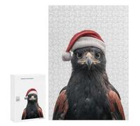 300 PCS Casse-têtes pour Adolescents Black and Chestnut Eagle with Santa Hat Casse-têtes pour Adultes Jeux Familiaux Défi Difficile Aidez Votre Cerveau À Faire Travailler 300 PCS
