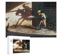 300 PCS Casse-têtes pour Adolescents Boy Riding Bicycle Scaring Birds Casse-têtes pour Adultes Jeu Pratique Défi Difficile Cadeaux Uniques pour Anniversaire Et Noël 300 PCS