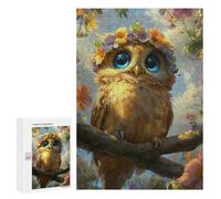 300 PCS Casse-têtes pour Adolescents Floral Crowned Owl Artwork Casse-têtes pour Adolescents Activités Familiales pour Anniversaire, Noël Et Cadeaux Uniques 300 PCS
