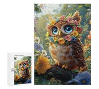 300 PCS Casse-têtes pour Adolescents Floral Crowned Owl Artwork Casse-têtes pour Adolescents Activités Familiales pour Anniversaire, Noël Et Cadeaux Uniques 300 PCS