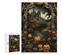 300 PCS Casse-têtes pour Adolescents Halloween Castle Scene Casse-têtes pour Adolescents Activités Familiales pour Anniversaire, Noël Et Cadeaux Uniques 300 PCS