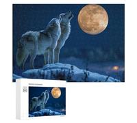 300 PCS Casse-têtes pour Adolescents Winter Wolves Howling at Moon Casse-têtes pour Adultes Jeu Pratique Défi Difficile Cadeaux Uniques pour Anniversaire Et Noël 300 PCS