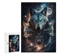 300 PCS Casse-têtes pour Adolescents Wolf Pack Moonlit Night Casse-têtes pour Adolescents Activités Familiales pour Anniversaire, Noël Et Cadeaux Uniques 300 PCS