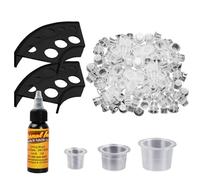 300 PCS Gobelets pour Encre de Tatouage, Transparent Tattoo Ink Cups, Tasses d'encre de Tatouage, Capuchons de Pigments de Tatouage avec 2 Porte-gobelets et 1 oz/30 ml Encre de Tatouage Noire (S/M/L)