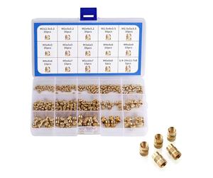 300 PCS Insert Fileté Écrou Moleté，M2/M2.5/M3/M4/M5/M6/ 1/4 Insert Filetage，Avec boîte de tri en plastique，Femelle Filetées，Boîtier en plastique pour pièces imprimées en 3D moulées par injection