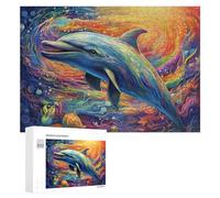 300 PCS Jeux De Puzzle pour Adolescents Colorful Oceanic Dreams Dolphin Serenity Jeux De Puzzle pour Adolescents : Détente, Divertissement Et Humour, Cadeaux Anti-Stress 300 PCS