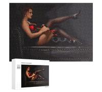 300 PCS Jeux De Puzzle pour Adolescents Elegant Woman in Red and Black Outfit Jeux De Puzzle pour Adolescents : Détente, Divertissement Et Humour, Cadeaux Anti-Stress 300 PCS