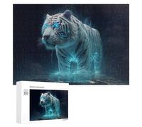 300 PCS Jeux De Puzzle pour Adolescents Enchanted White Tiger in Mystical Rain Jeux De Puzzle pour Adolescents : Détente, Divertissement Et Humour, Cadeaux Anti-Stress 300 PCS