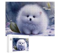 300 PCS Jeux De Puzzle pour Adolescents Fluffy White Pomeranian Puppy Jeux De Puzzle pour Adolescents : Détente, Divertissement Et Humour, Cadeaux Anti-Stress 300 PCS