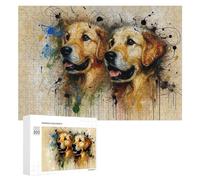 300 PCS Jeux De Puzzle pour Adolescents Golden Retrievers Abstract Art Jeux De Puzzle pour Adolescents : Détente, Divertissement Et Humour, Cadeaux Anti-Stress 300 PCS