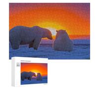 300 PCS Jeux De Puzzle pour Adolescents Polar Bears Sunset Arctic Jeux De Puzzle pour Adolescents : Détente, Divertissement Et Humour, Cadeaux Anti-Stress 300 PCS