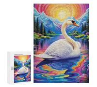 300 PCS Jeux De Puzzle pour Adolescents Swan Serenity A Colorful Landscape Jeux De Puzzle pour Adolescents : Détente, Divertissement Et Humour, Cadeaux Anti-Stress 300 PCS