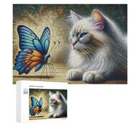 300 PCS Jeux De Puzzle pour Adolescents Whispering Wings A Cat's Curious Encounter with Nature's Symphony Jeux De Puzzle pour Adolescents : Détente, Divertissement Et Humour, Cadeaux Anti-Stress 300